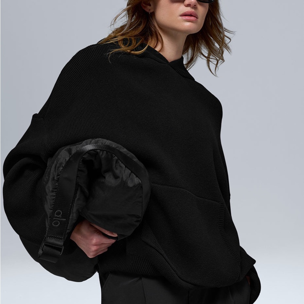 Alo Scholar Hooded Black Sweater sz XS